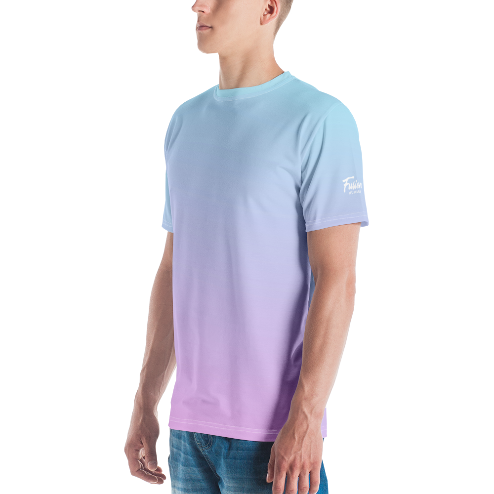 Camiseta hombre degradada rosa y azul