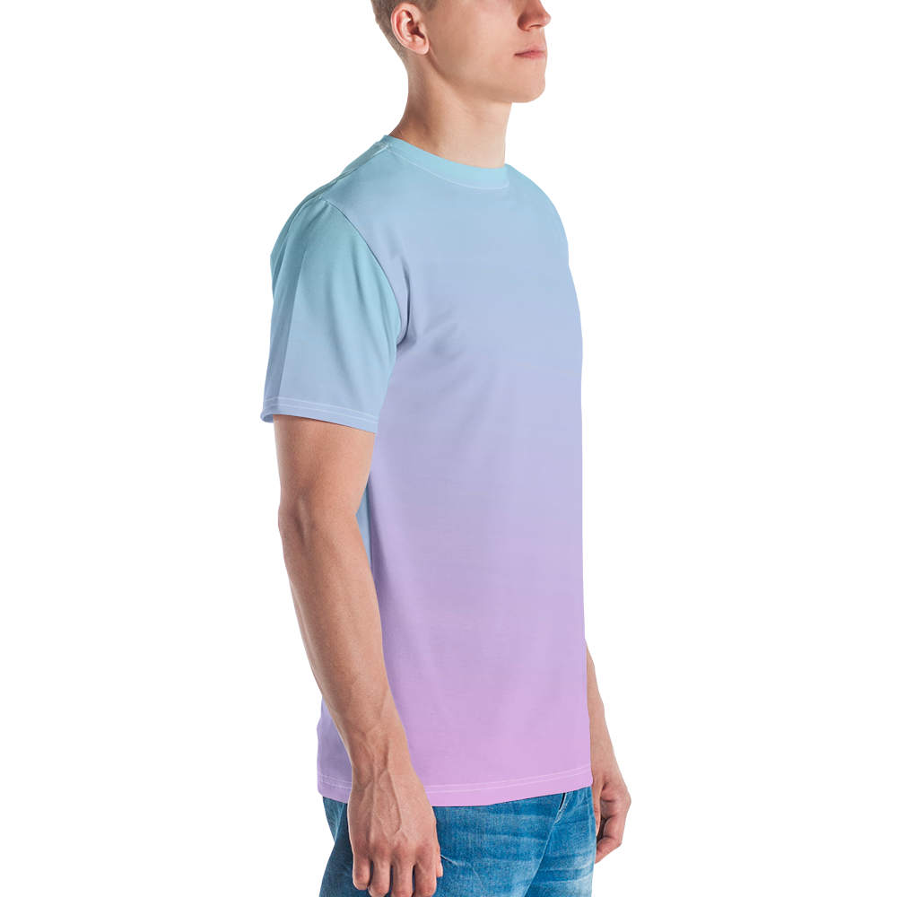 Camiseta hombre degradada rosa y azul