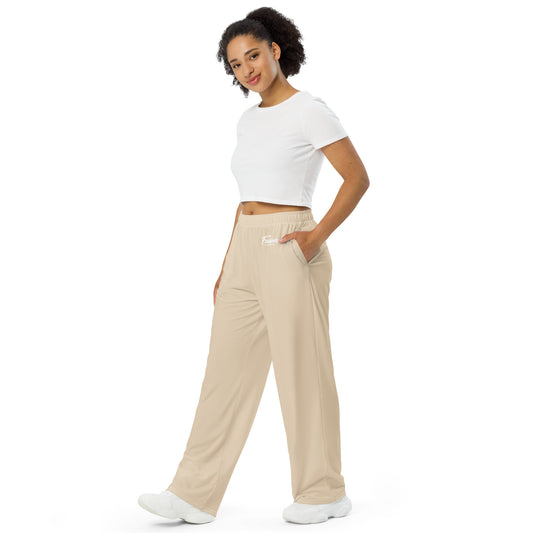 Pantalón pernera ancha beige