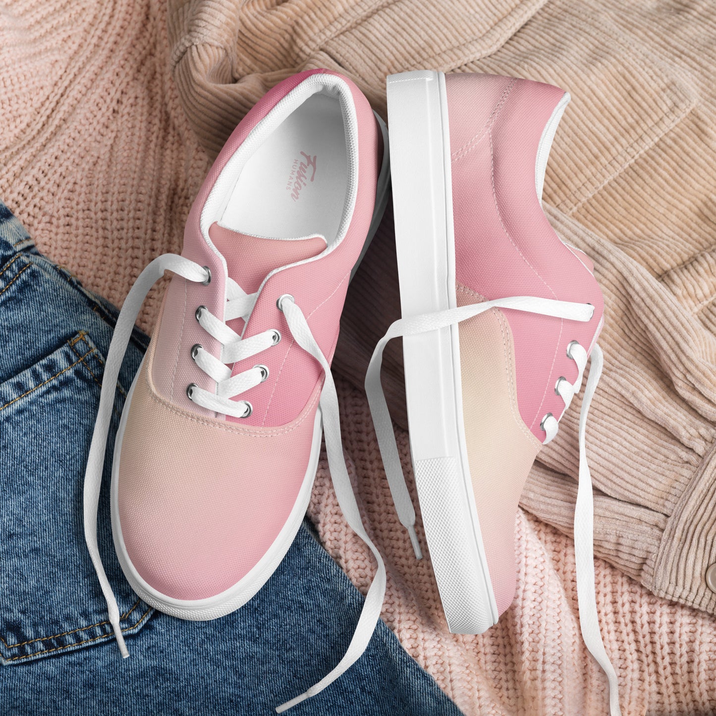 Zapatillas pastel degradada rosa y amarillo